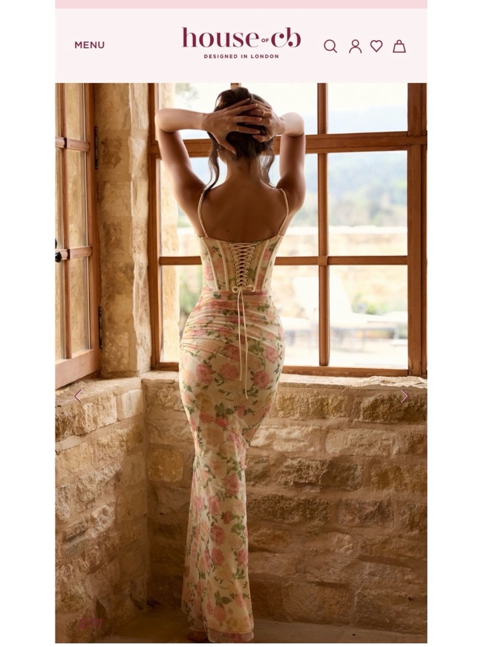 House of CB Cream Floral Lace Corset Slip Gown - Picture 6 of 16